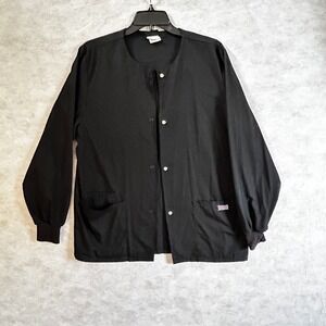 Cherokee Workwear‎ Scrubs Button Front Jacket XS Black Authentic